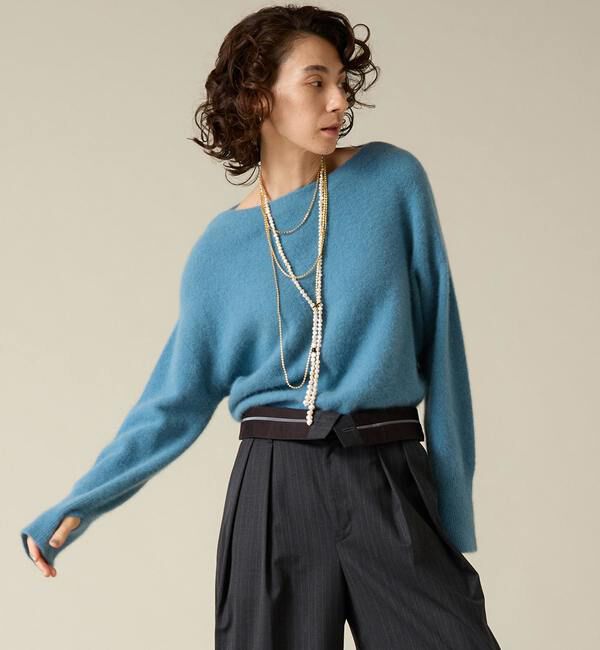 Liesse「フォックスウールボートネックニット」|ニット・セーター|ブルー