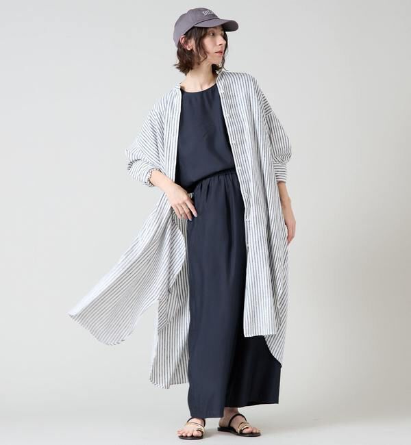 Liesse「リネンシャツワンピース」|ワンピース|ブラックストライプ