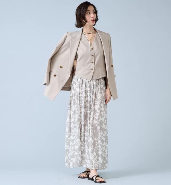 Liesse「強撚割繊フラワープリントギャザーロングスカート」|スカート|