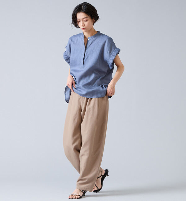 Liesse「【定番】リネンギャザースリーブブラウス」|シャツ・ブラウス|