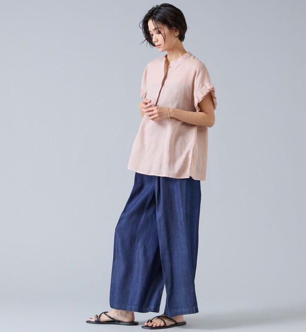 Liesse「【定番】リネンギャザースリーブブラウス」|シャツ・ブラウス|