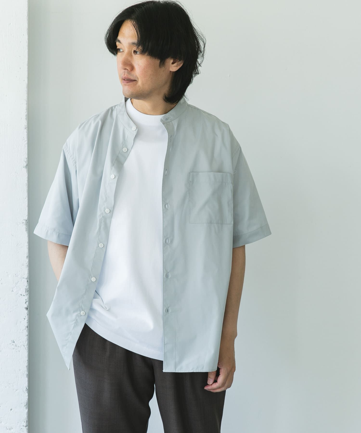 URBAN RESEARCH DOORS「TC バンドカラー ショートスリーブシャツ」|シャツ・ブラウス|