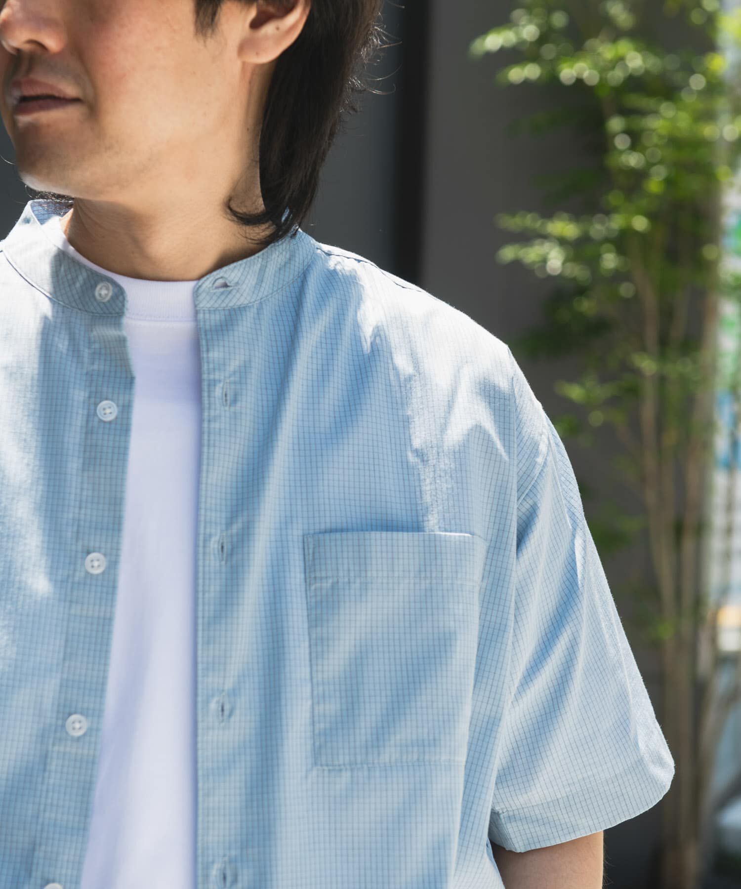 URBAN RESEARCH DOORS「TC バンドカラー ショートスリーブシャツ」|シャツ・ブラウス|