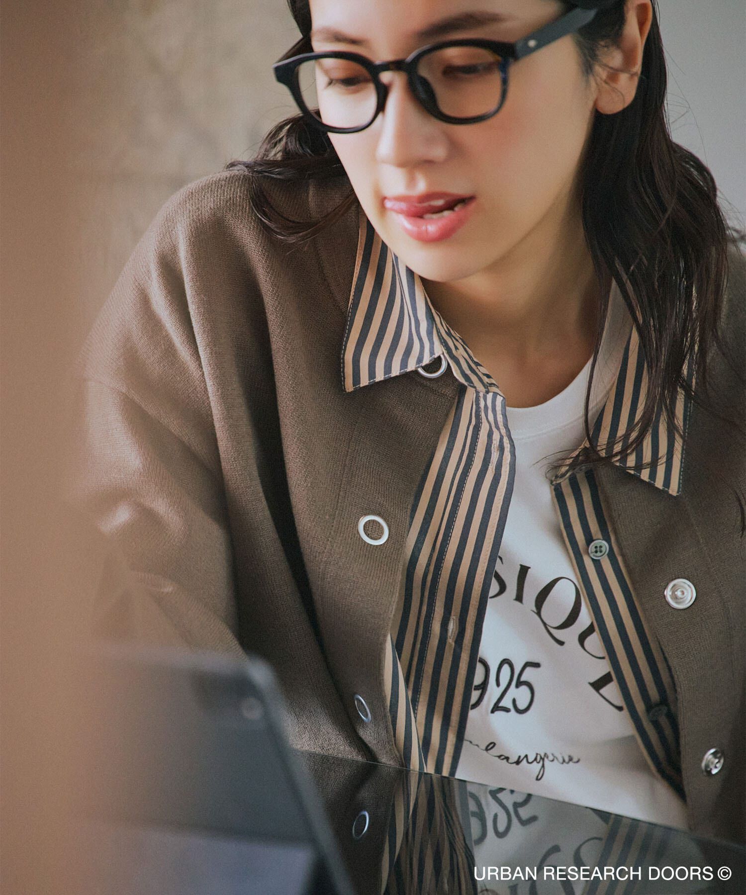 URBAN RESEARCH DOORS「『仁村紗和さん着用』『UR TECH 200日ニット』リングドットカーディガン」|カーディガン|