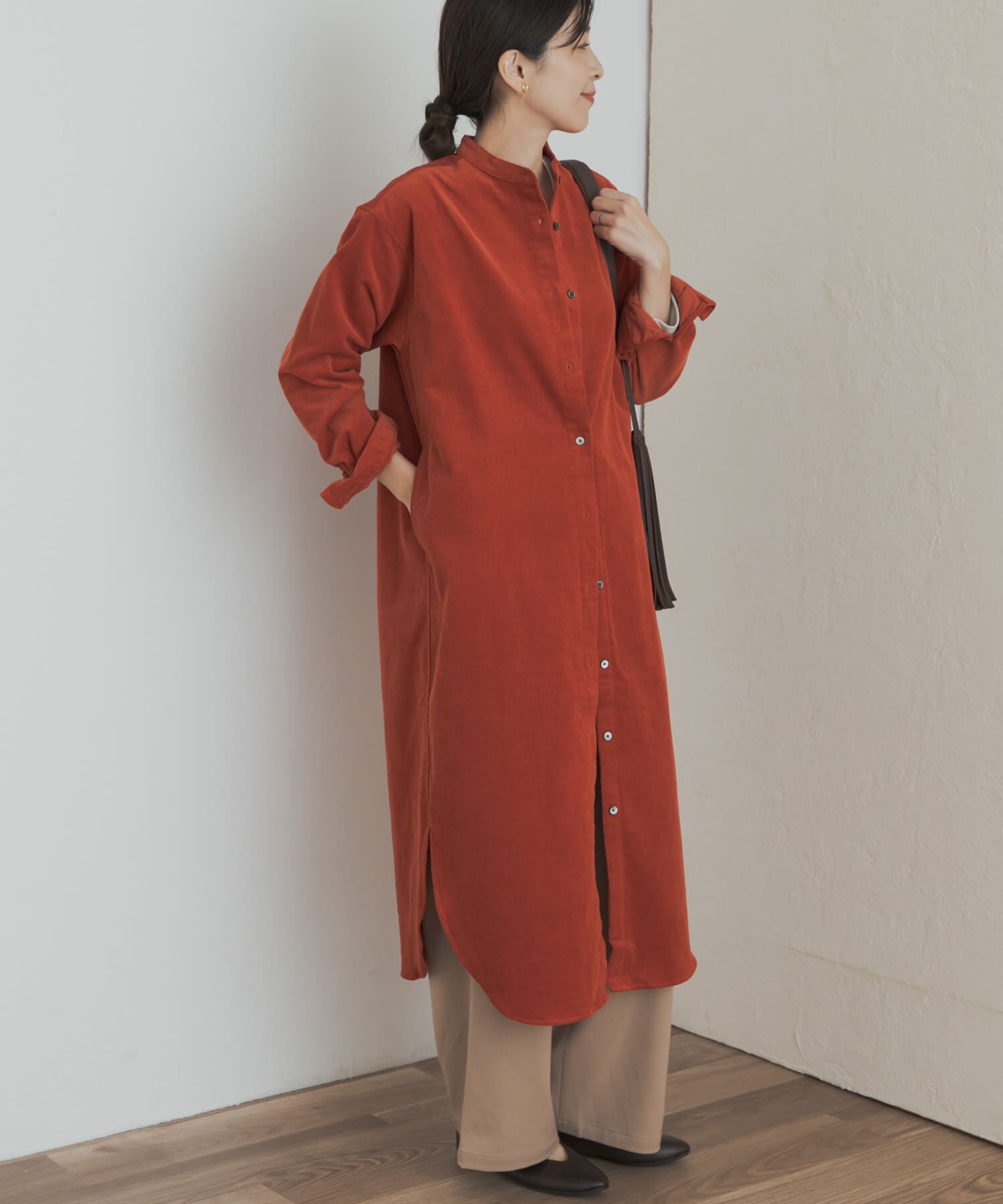 URBAN RESEARCH DOORS「『WEB/一部店舗限定カラー』『UR TECH』コーデュロイシャツワンピース」|ワンピース|