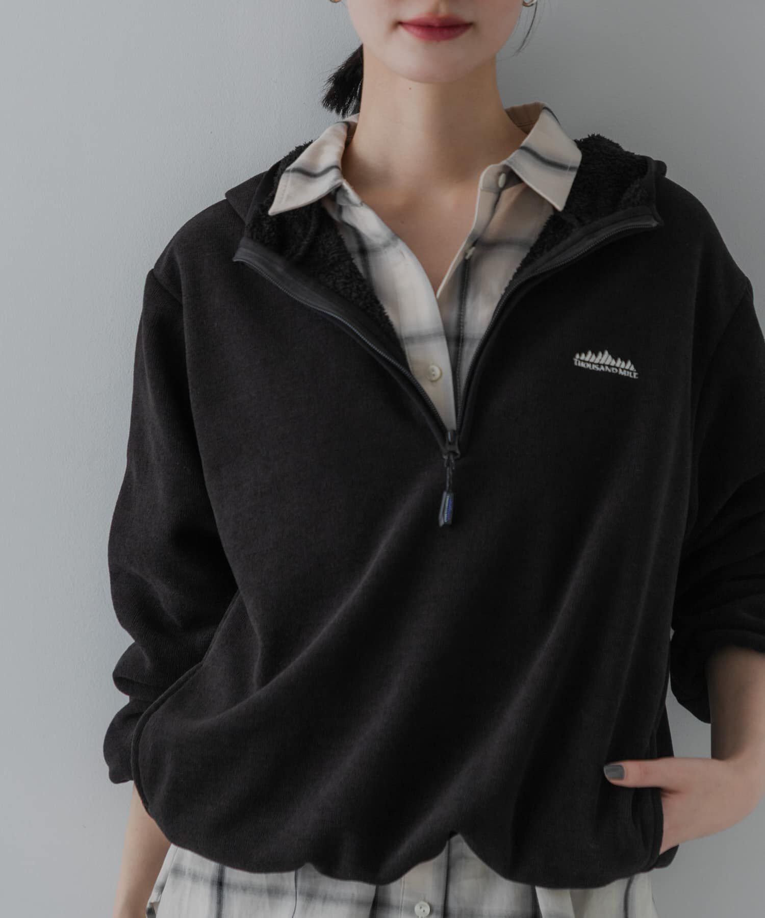 URBAN RESEARCH「『別注』THOUSAND MILE&times;URBAN RESEARCH　KNIT FREECE HF-ZIP HOODIE」|パーカー|