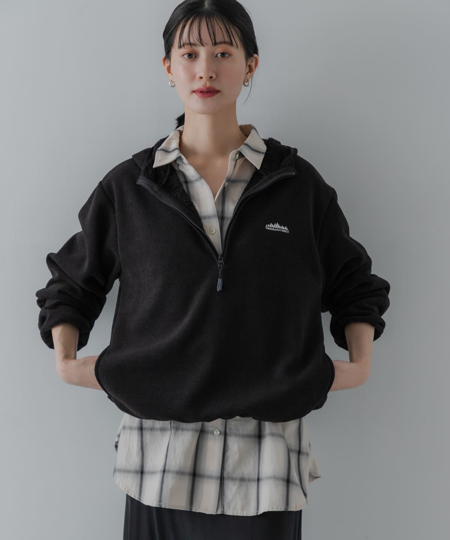 URBAN RESEARCH「『別注』THOUSAND MILE&times;URBAN RESEARCH　KNIT FREECE HF-ZIP HOODIE」|パーカー|