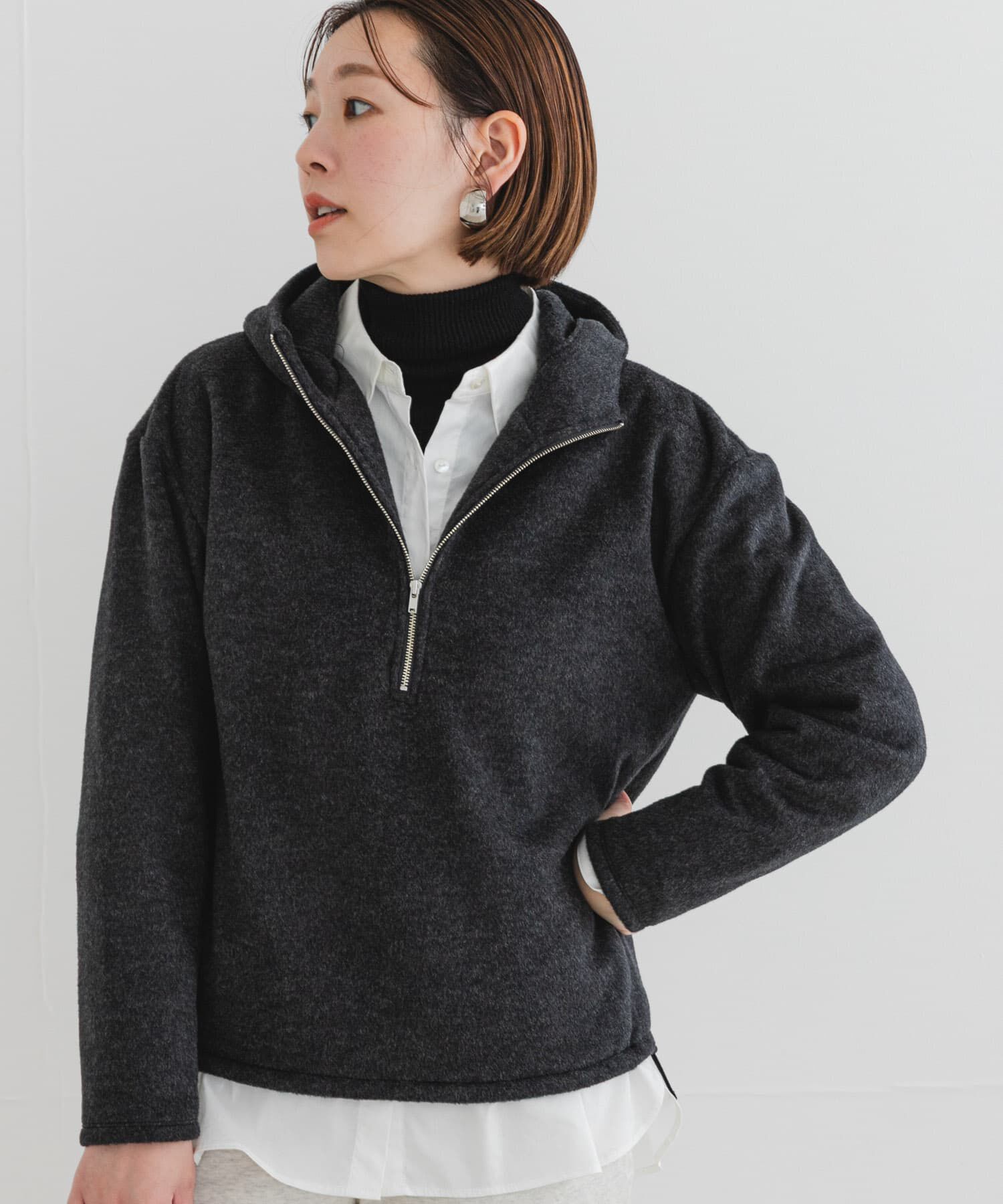 URBAN RESEARCH ROSSO「F by ROSSO　シャギーフリースハーフZIPパーカー」|パーカー|