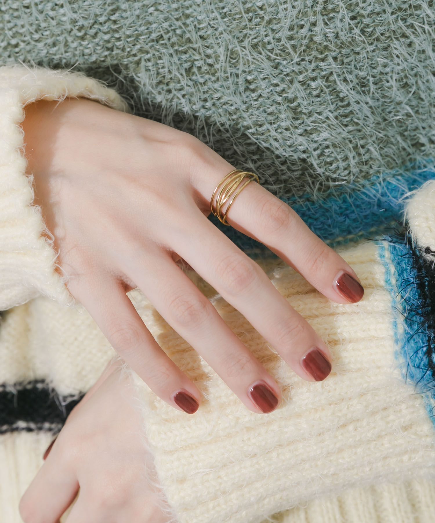 SMELLY「ステンレスニュアンスウェーブラインリング」|リング|ゴールド