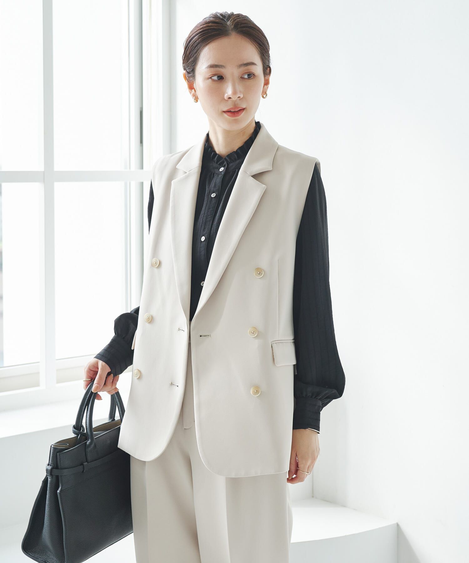 URBAN RESEARCH「『セットアップ対応』テーラードジレ」|ノーカラーコート|