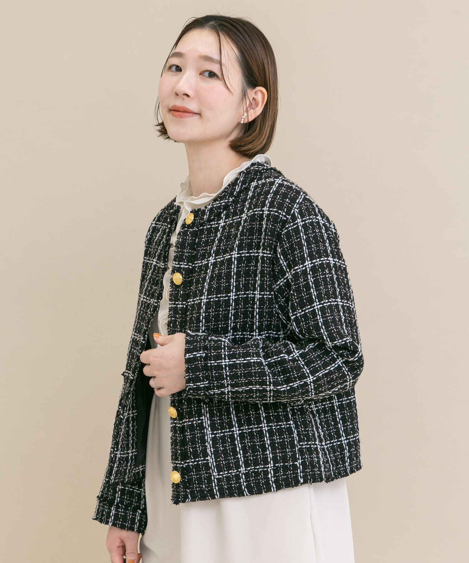 URBAN RESEARCH ROSSO「『WEB限定』ツイードノーカラージャケット」|ノーカラージャケット|