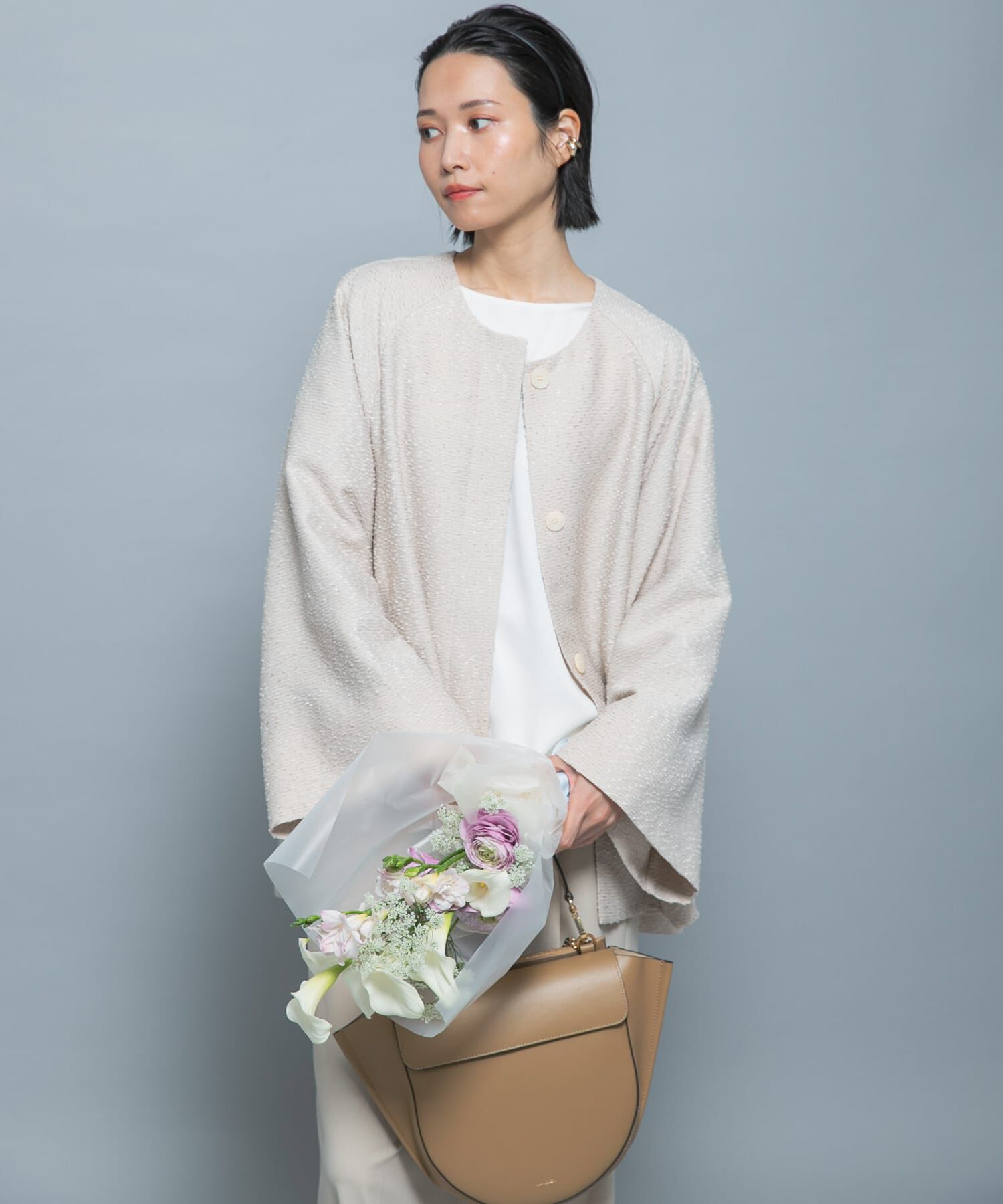 URBAN RESEARCH ROSSO「CHIGNON　ネップツイードコート」|ノーカラーコート|