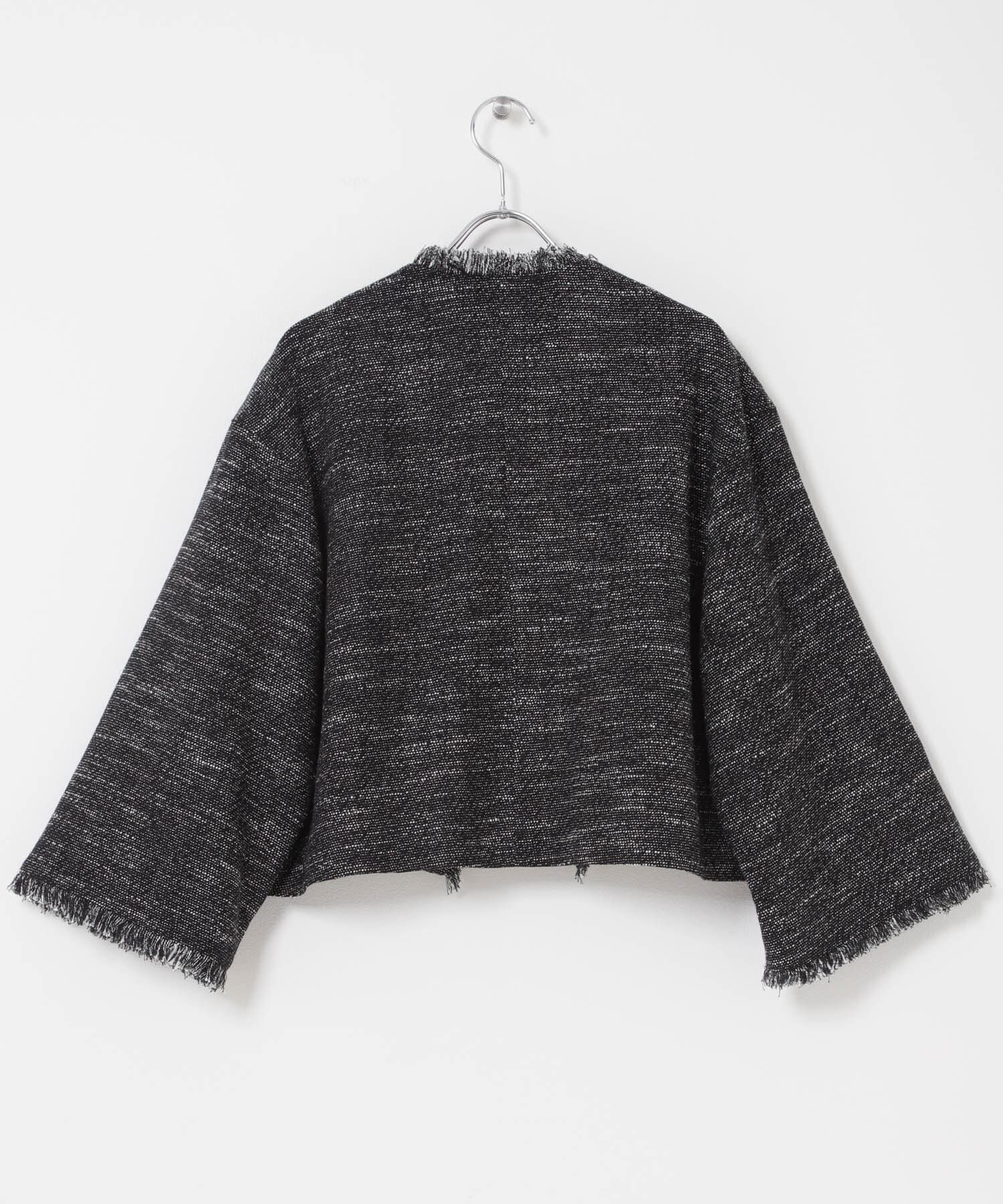 URBAN RESEARCH ROSSO「ツイードショートジャケット」|ノーカラージャケット|