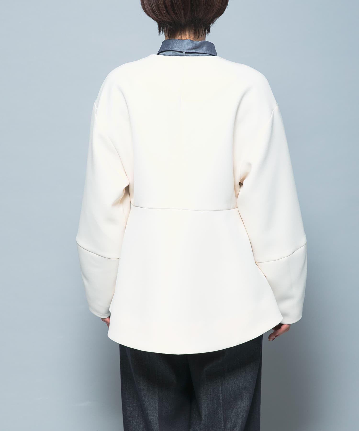 URBAN RESEARCH ROSSO「『WEB限定』デザインボタンペプラムツイルジャケット」|ノーカラージャケット|