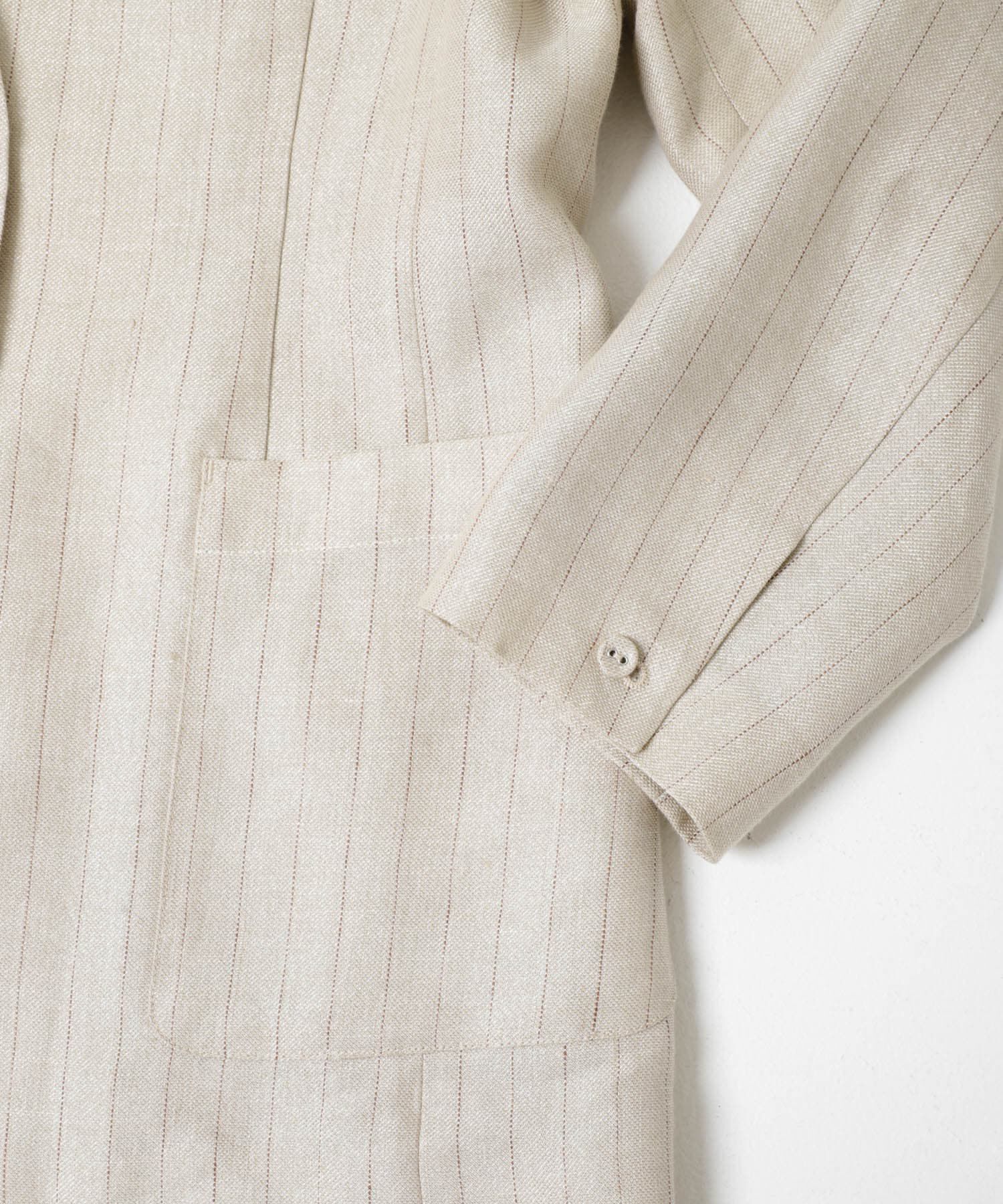 URBAN RESEARCH ROSSO「ラメリネンストライプノーカラージャケット」|ノーカラージャケット|