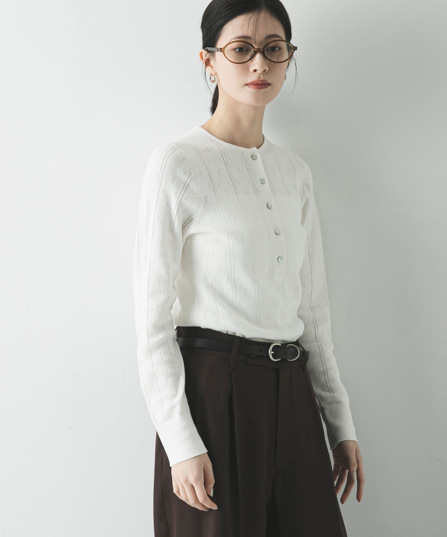 URBAN RESEARCH「パターンメッシュヘンリーネックニット」|ニット・セーター|