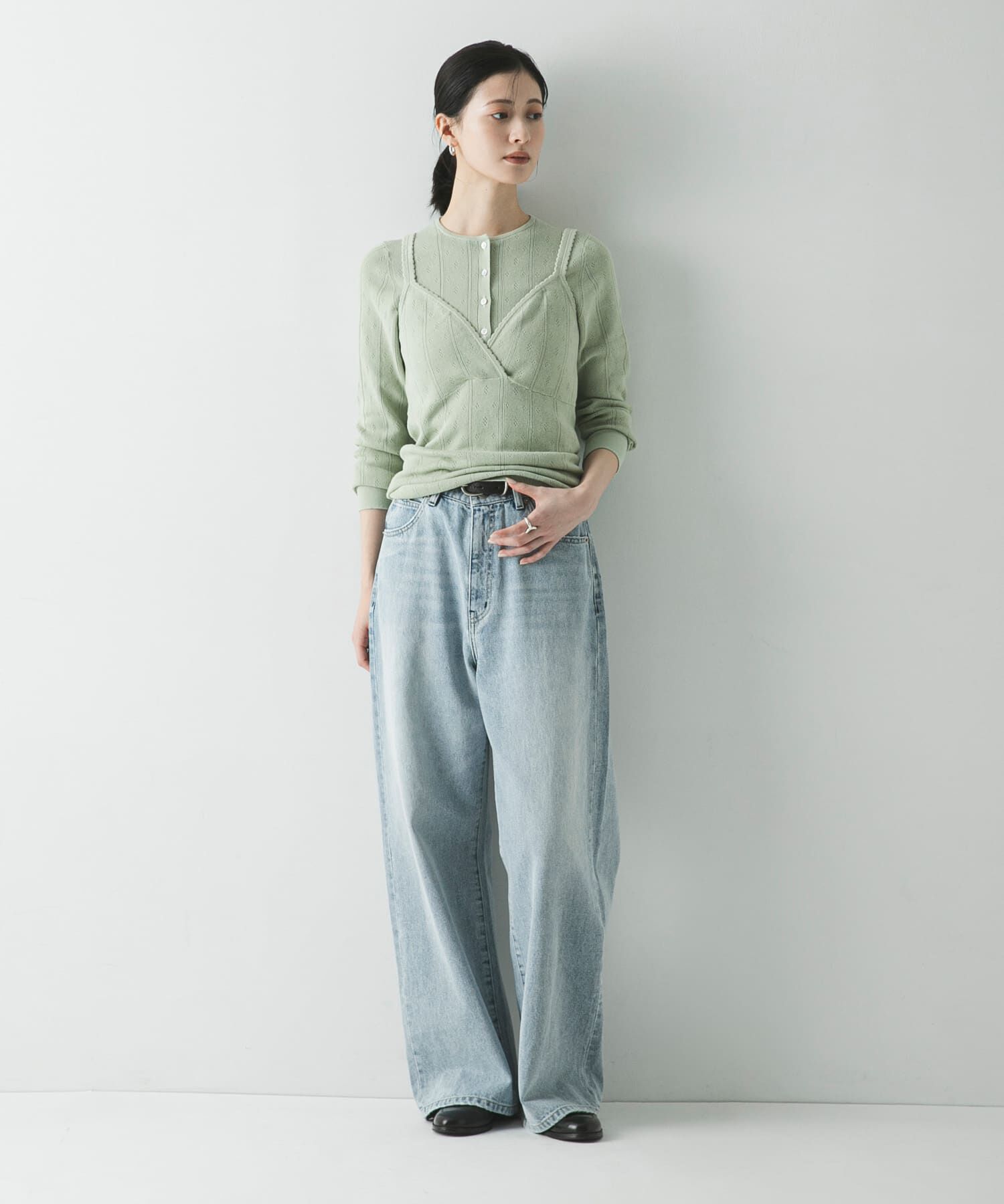 URBAN RESEARCH「パターンメッシュヘンリーネックニット」|ニット・セーター|