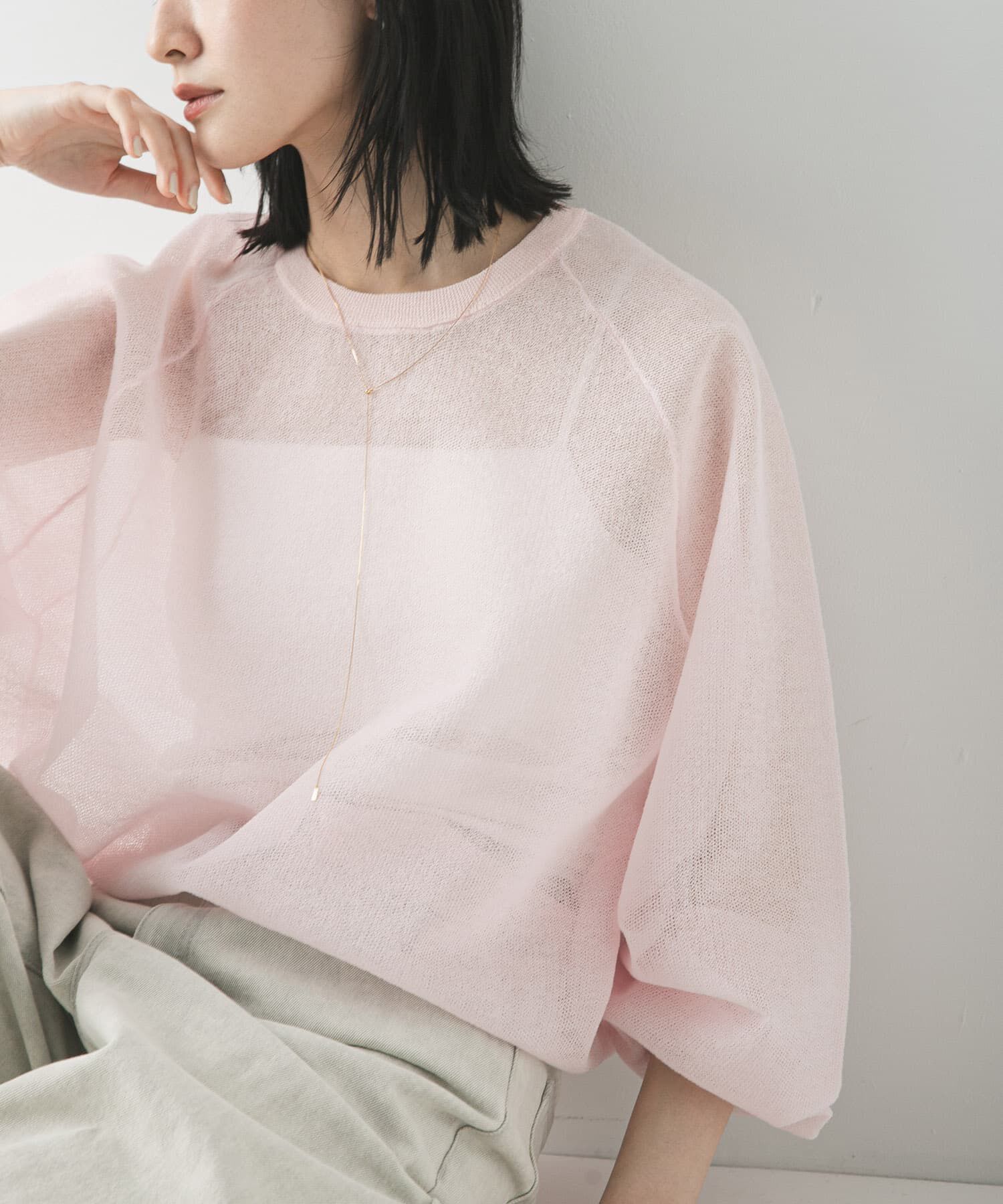 URBAN RESEARCH「リネン混スポンディッシュニット」|ニット・セーター|ピンク