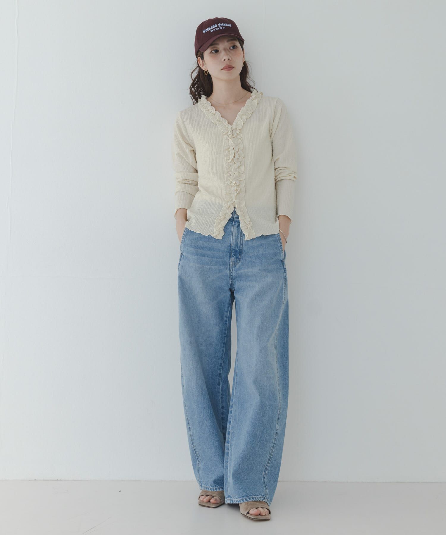 Sonny Label 「『WEB限定』ワッフルフリルVネックカーディガン」|カーディガン|