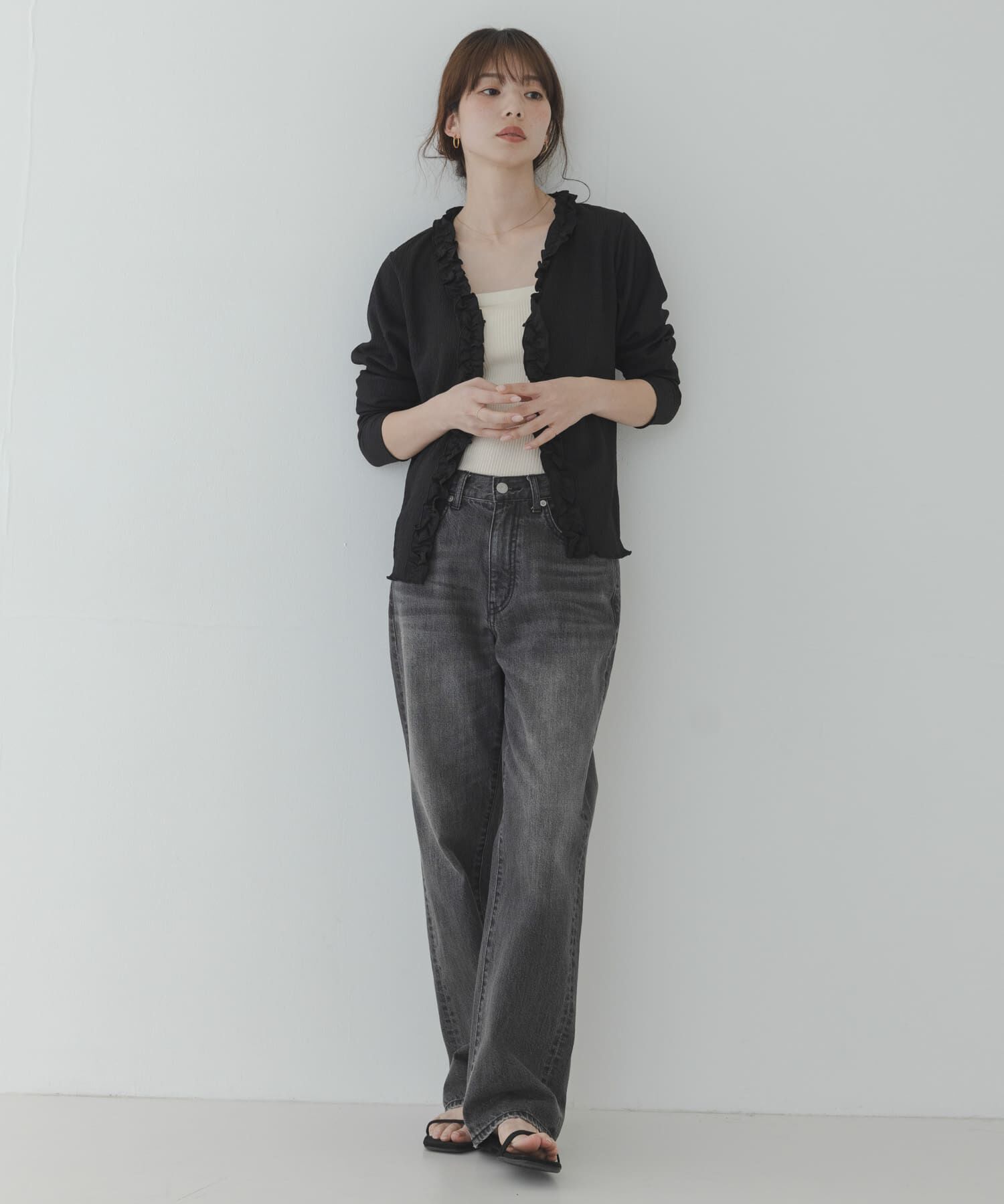 Sonny Label 「『WEB限定』ワッフルフリルVネックカーディガン」|カーディガン|