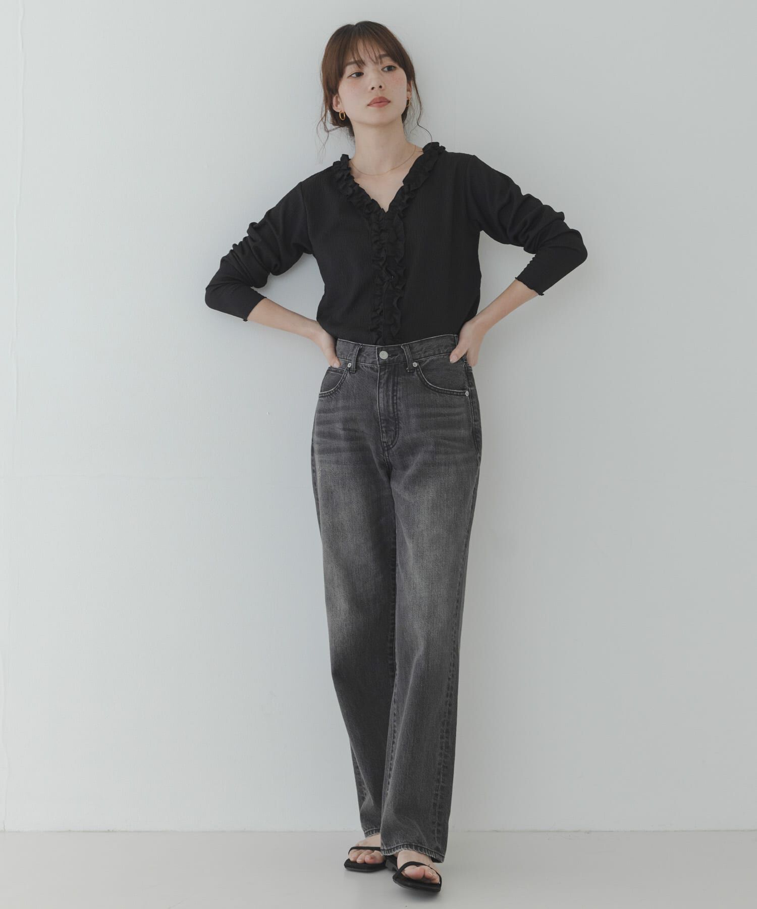 Sonny Label 「『WEB限定』ワッフルフリルVネックカーディガン」|カーディガン|