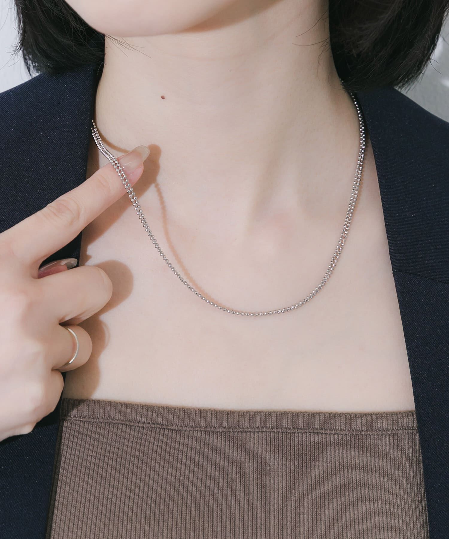 SMELLY「ステンレス2ラインボールチェーンネックレス」|ネックレス|シルバー
