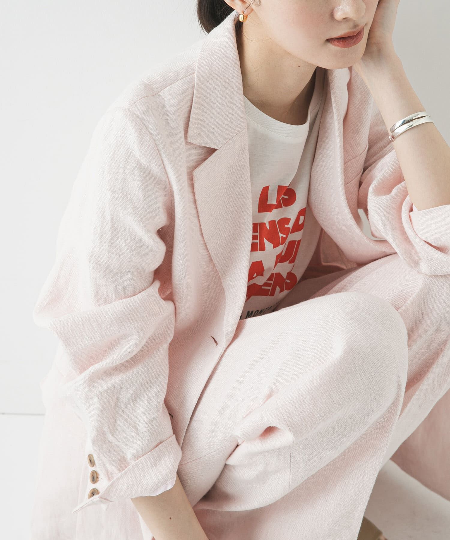 URBAN RESEARCH「オックスリネンテーラードジャケット」|その他|ライトピンク