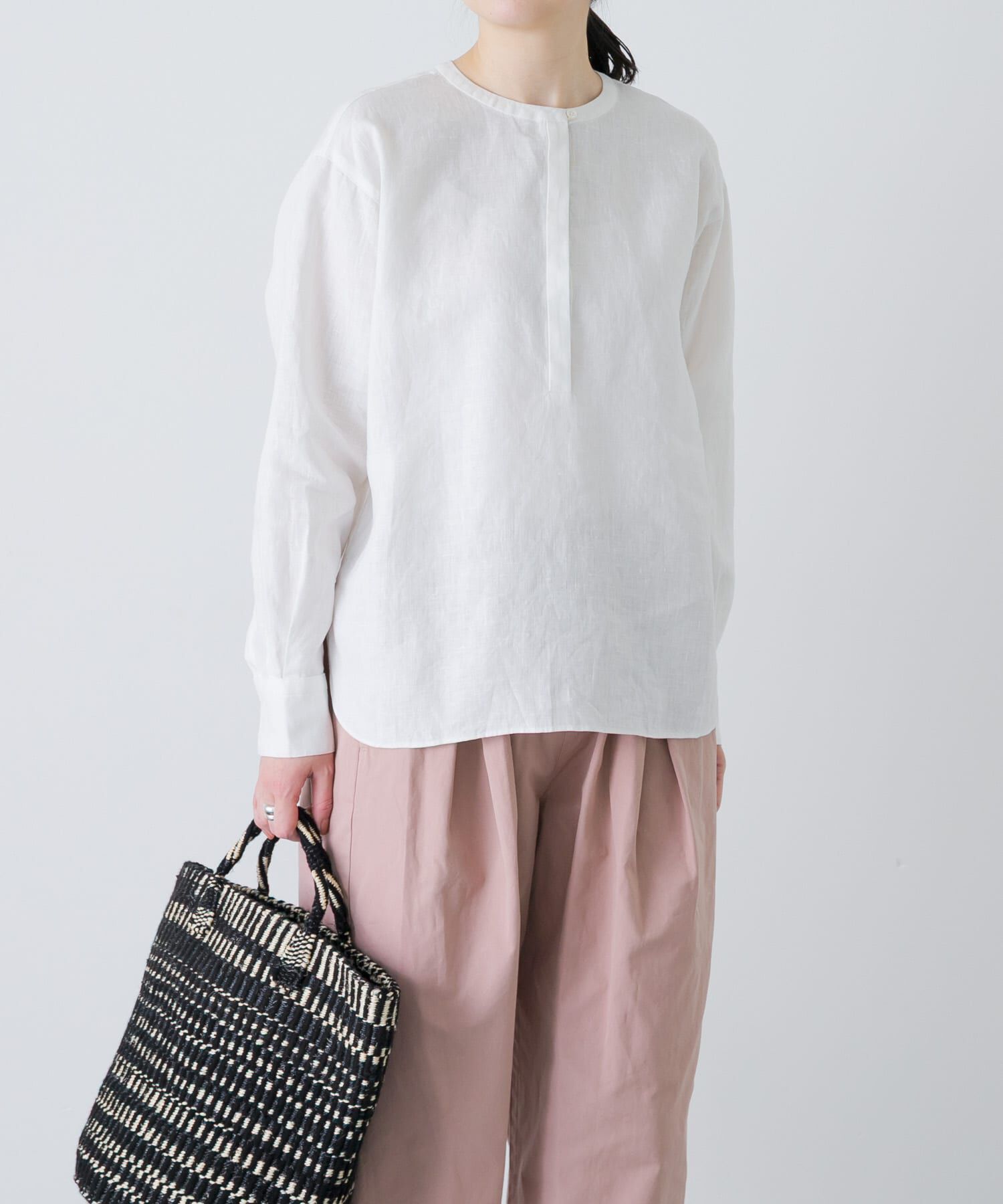 かぐれ「リネンヘンリーワイドシャツ」|シャツ・ブラウス|オフホワイト