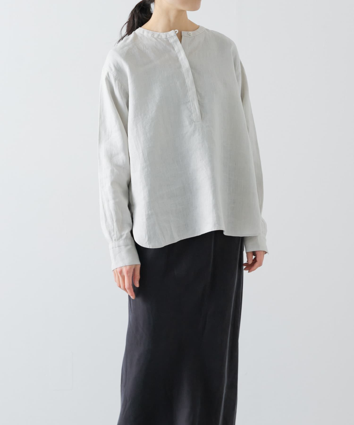 かぐれ「リネンヘンリーワイドシャツ」|シャツ・ブラウス|