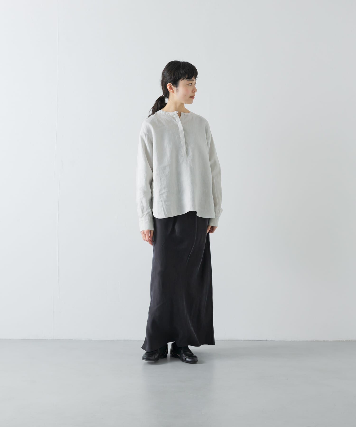 かぐれ「リネンヘンリーワイドシャツ」|シャツ・ブラウス|