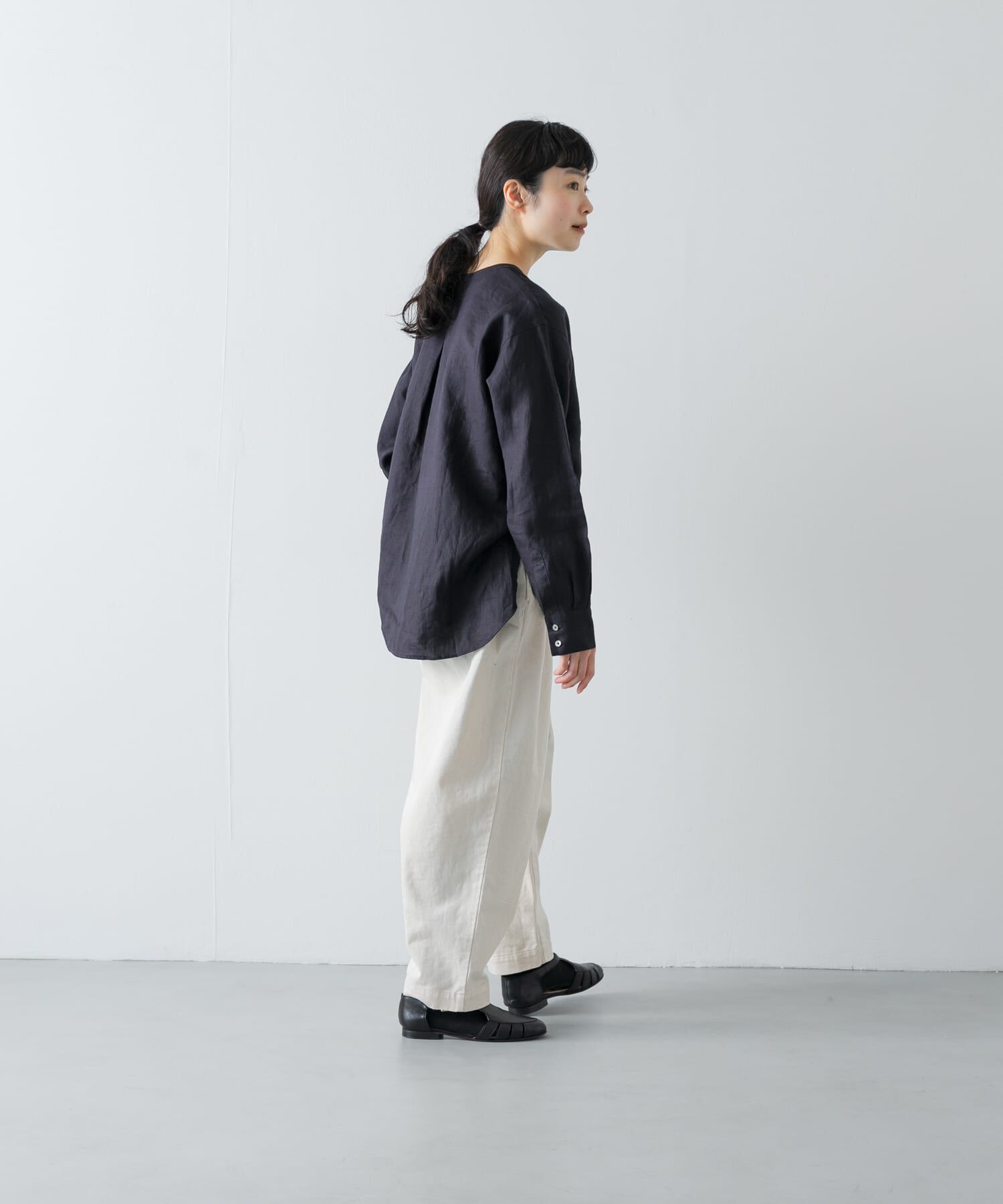 かぐれ「リネンヘンリーワイドシャツ」|シャツ・ブラウス|