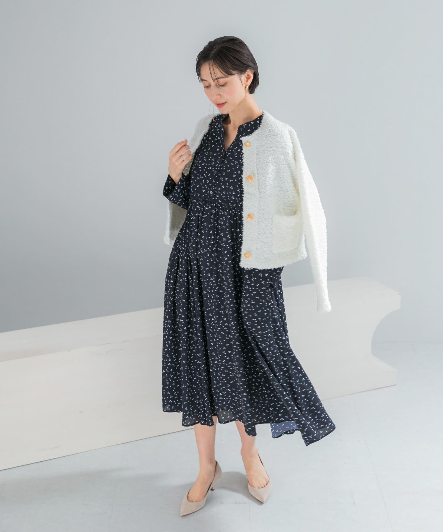 URBAN RESEARCH ROSSO「『WEB限定』ランダムドットボリュームワンピース」|ワンピース|