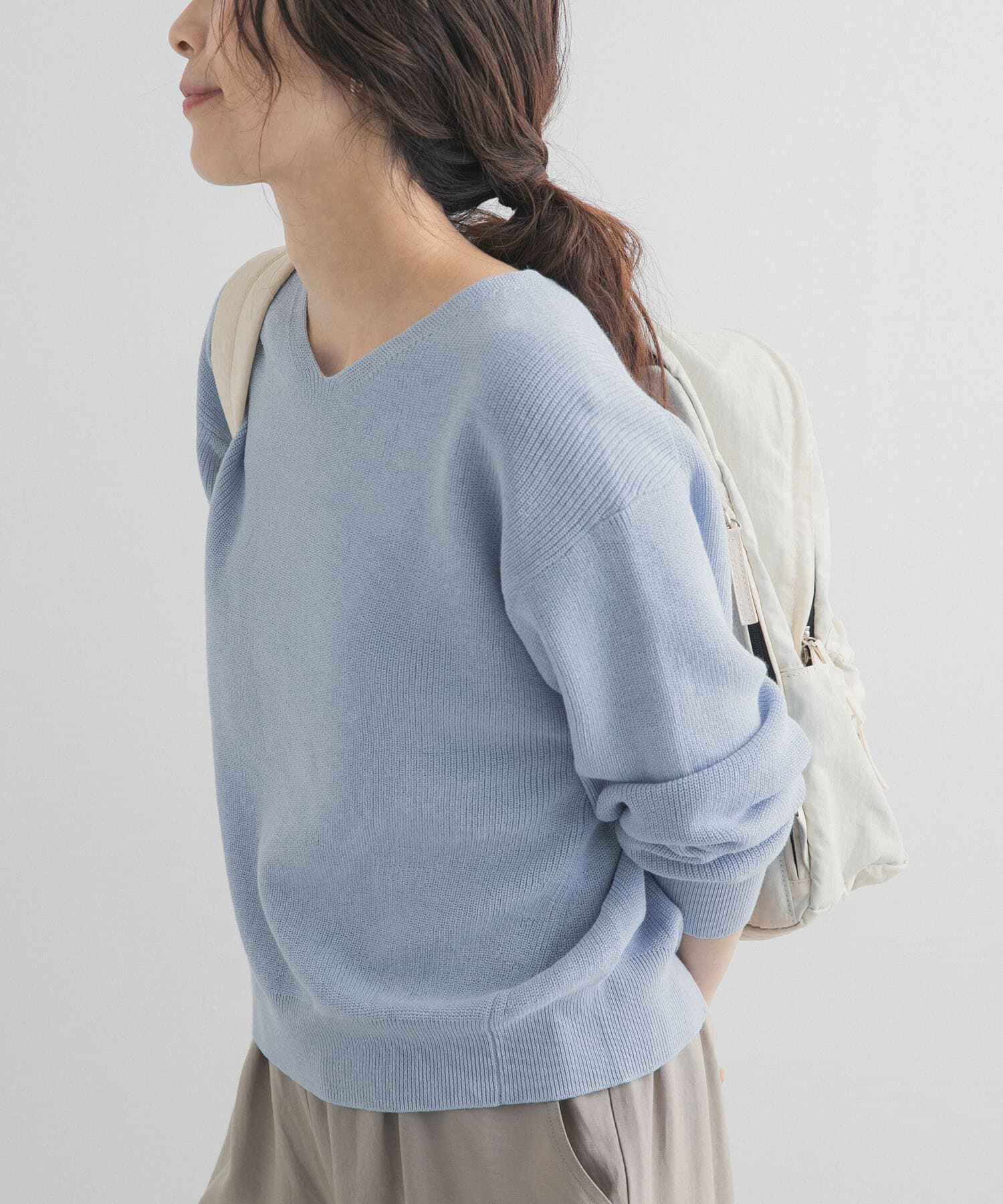 URBAN RESEARCH DOORS「コットン畦Vネックニット」|ニット・セーター|