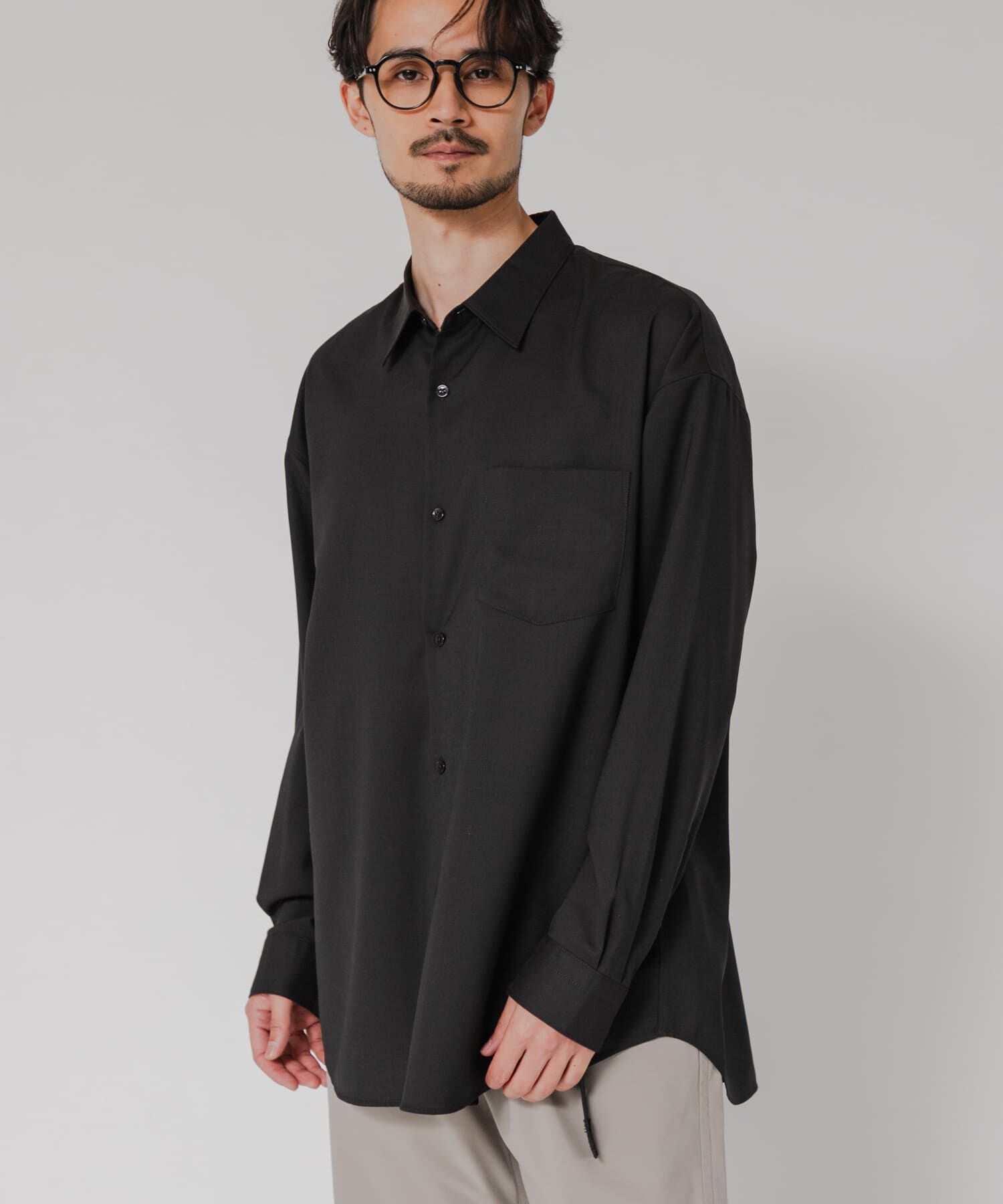 URBAN RESEARCH「WASHABLE WOOL OVER SHIRTS」|シャツ・ブラウス|ブラック