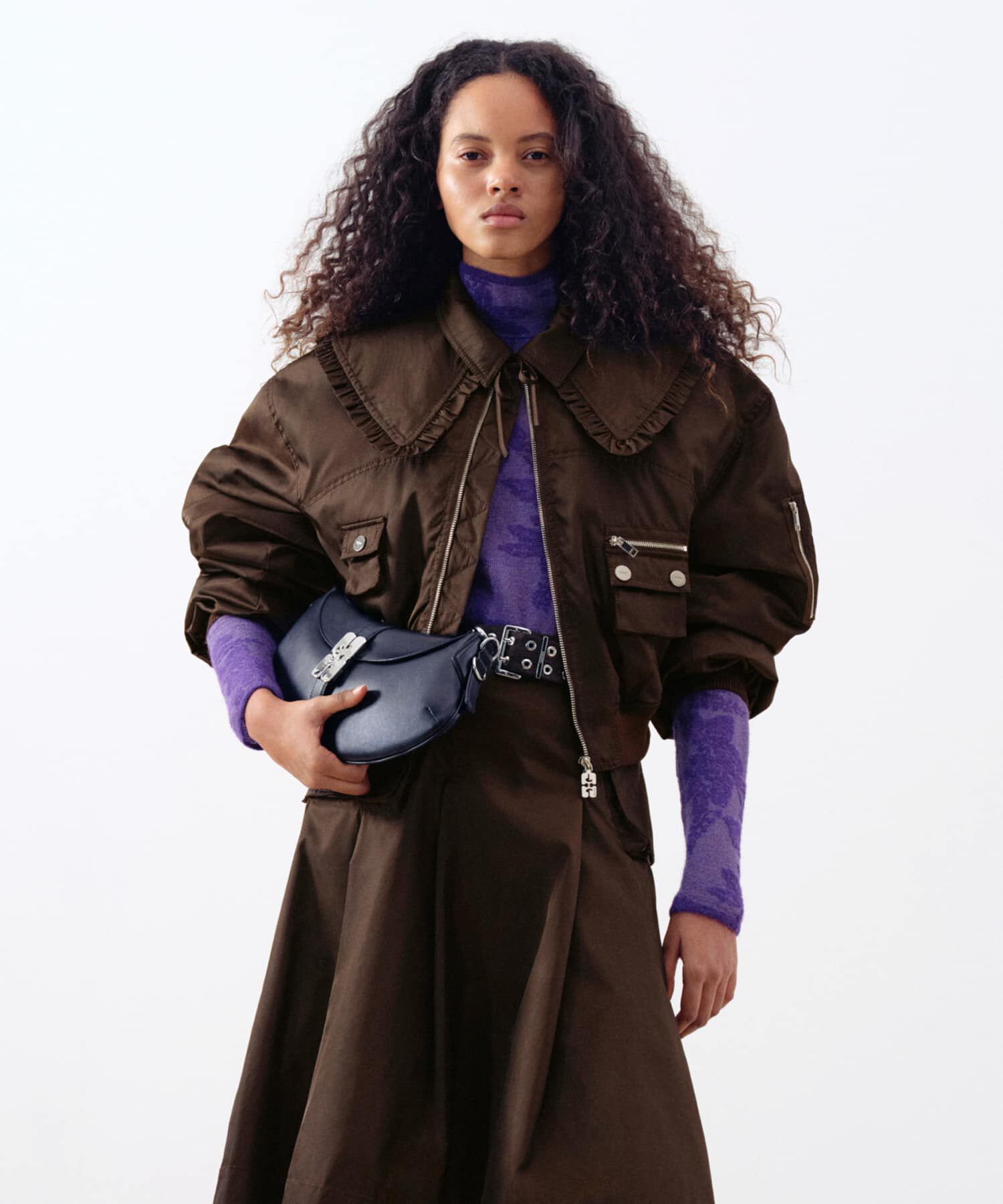 URBAN RESEARCH「GANNI　DUCHESSE NYLON BOMBER JACKET」|ダウン|ブラウン