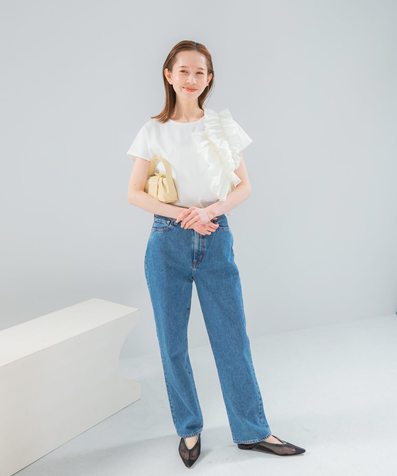 URBAN RESEARCH ROSSO「フリルドッキングTEEブラウス」|Tシャツ・カットソー|