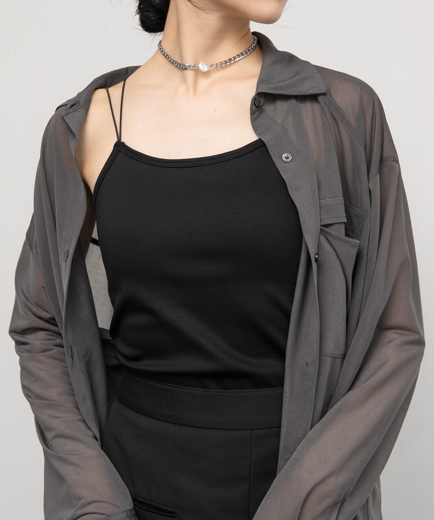  「スパゲティダブルストラップキャミソール」|キャミソール|ブラック