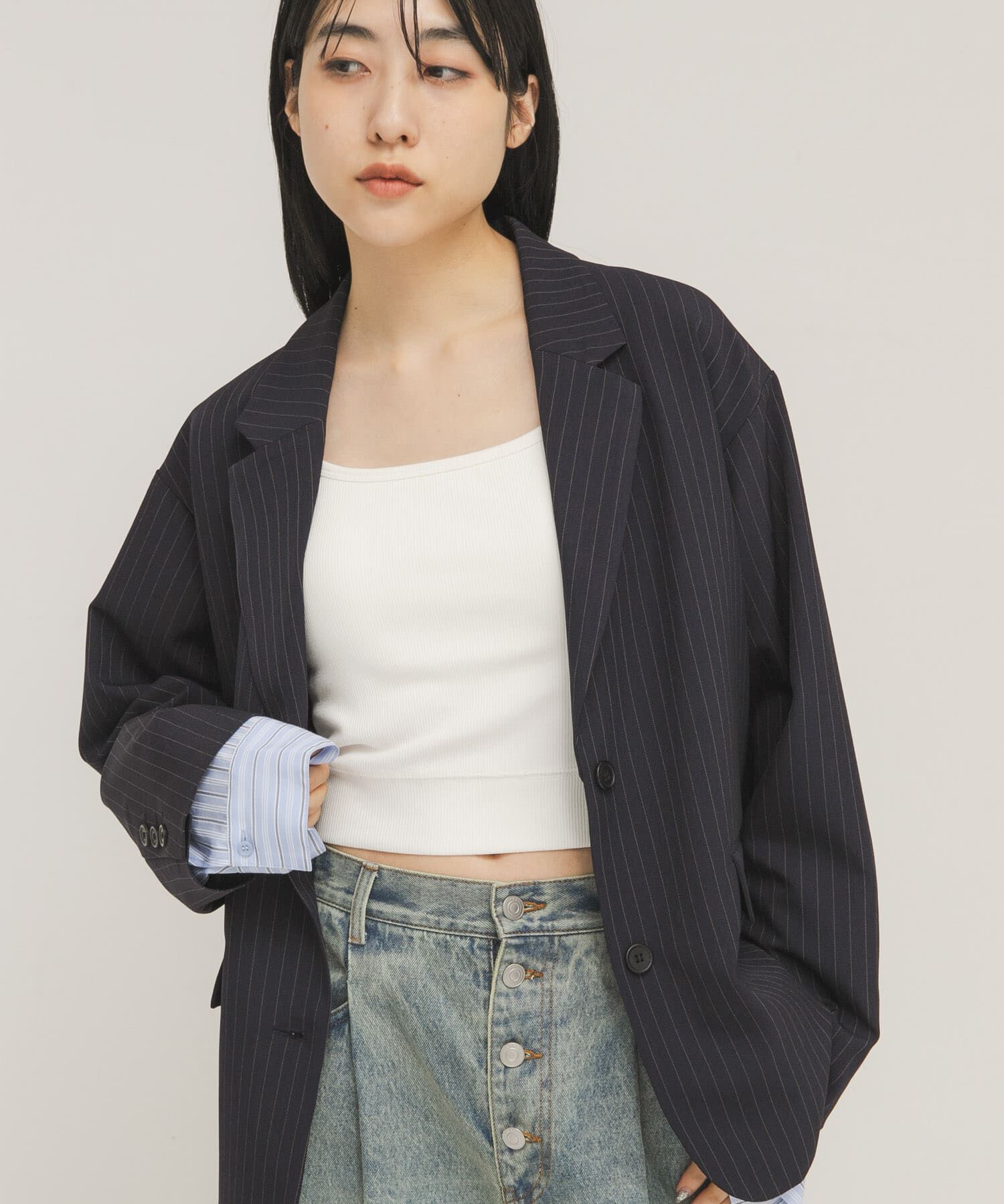  「ダブルストラップクロップドキャミソール」|キャミソール|