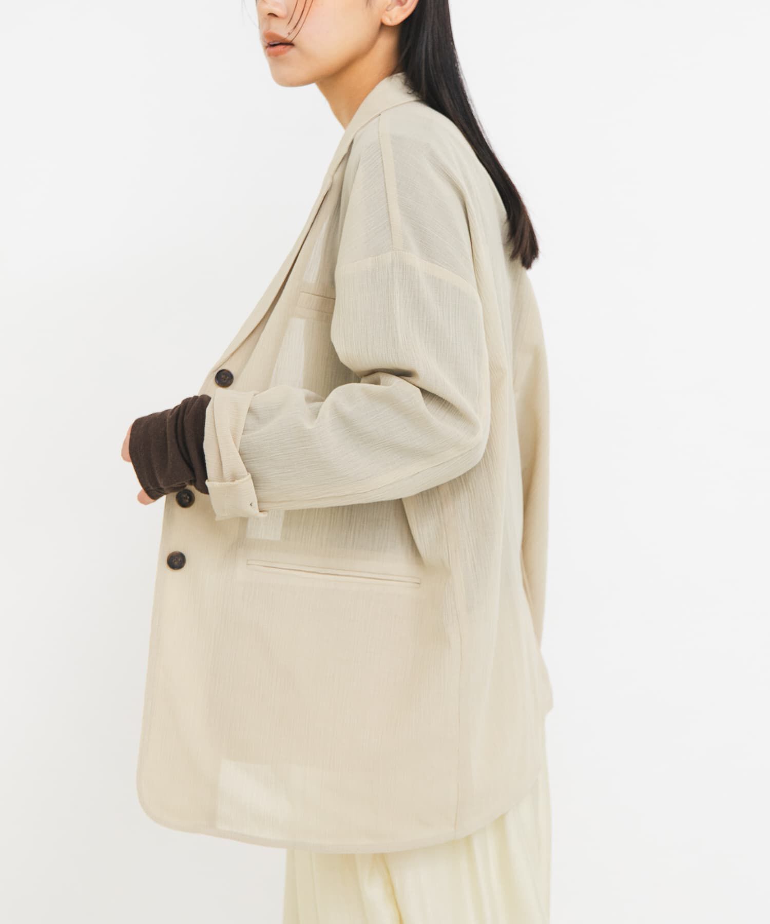  「シアーライトテーラードジャケット」|その他|ベージュ