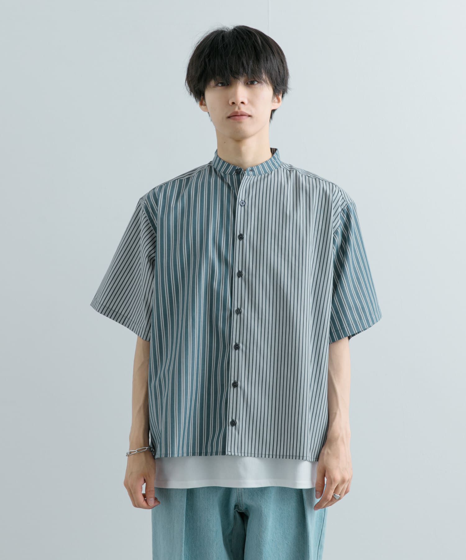 SENSE OF PLACE by URBAN RESEARCH「『ユニセックス』ストライプブロックドルーズシャツ」|シャツ・ブラウス|