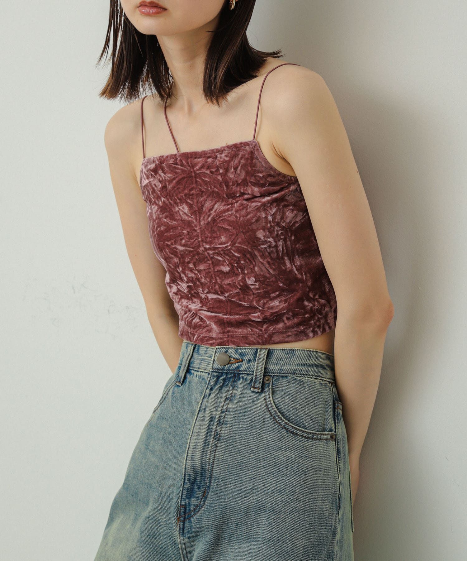 SENSE OF PLACE by URBAN RESEARCH「『サイズ展開あり』ベロアカップツキキャミソール」|キャミソール|ピンク