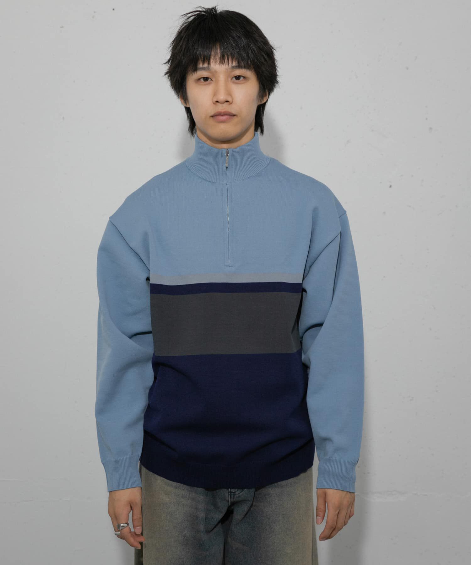SENSE OF PLACE by URBAN RESEARCH「パネルボーダーハーフZIPニット」|ニット・セーター|