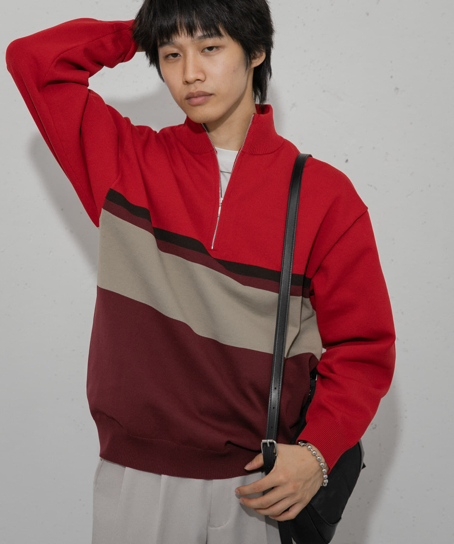 SENSE OF PLACE by URBAN RESEARCH「パネルボーダーハーフZIPニット」|ニット・セーター|