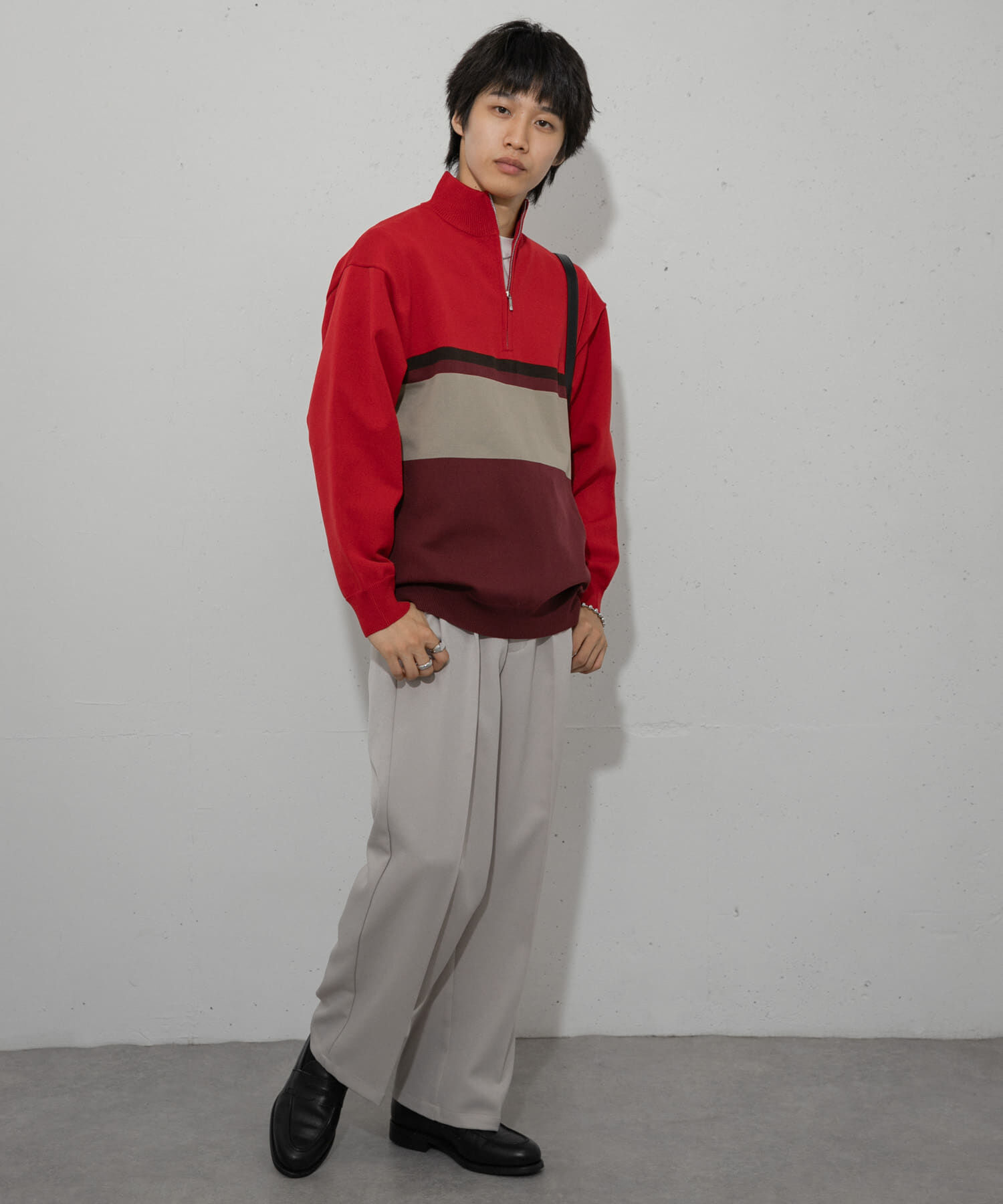 SENSE OF PLACE by URBAN RESEARCH「パネルボーダーハーフZIPニット」|ニット・セーター|