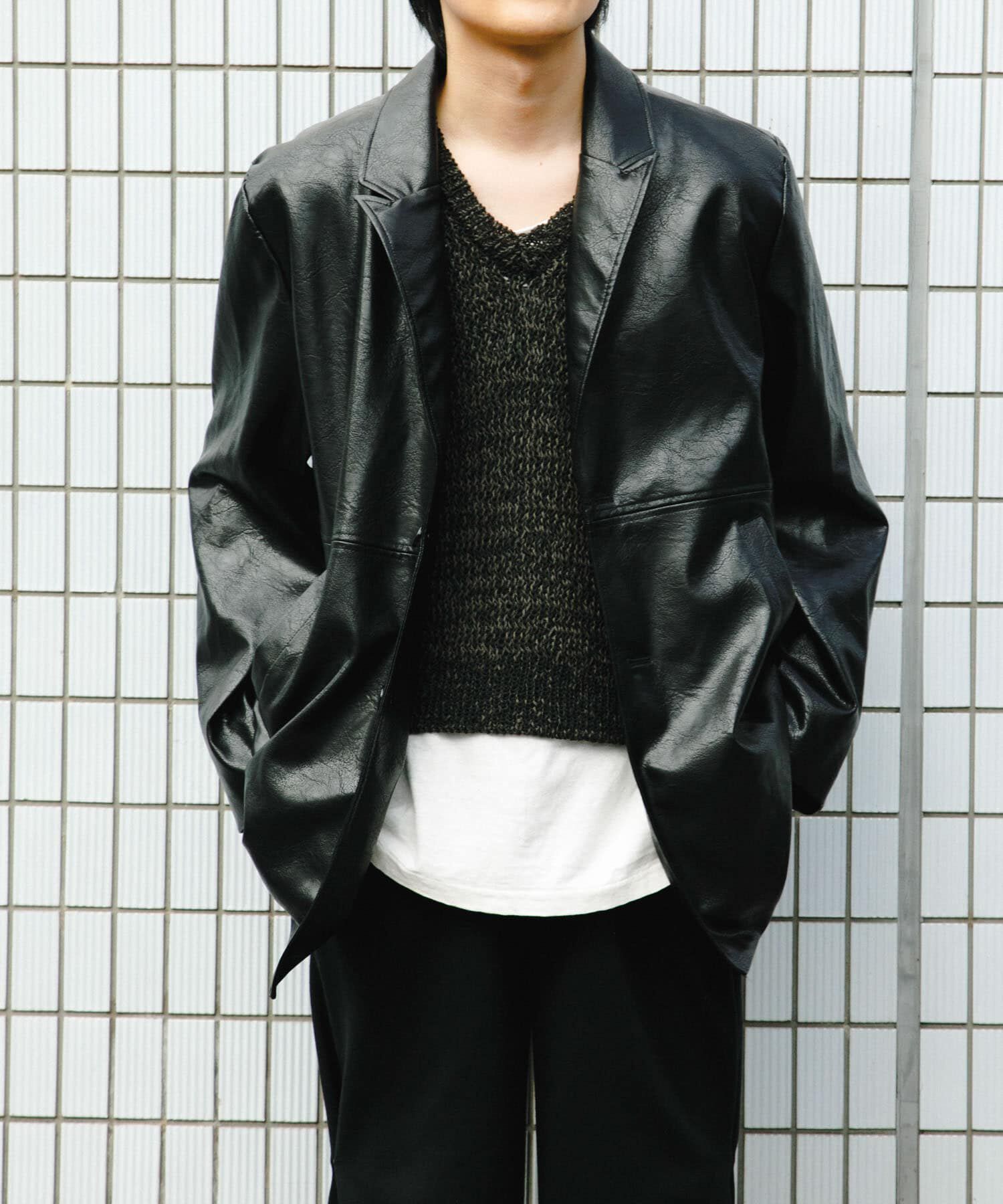 SENSE OF PLACE by URBAN RESEARCH「フェイクレザーミドルジャケット」|その他|ブラック