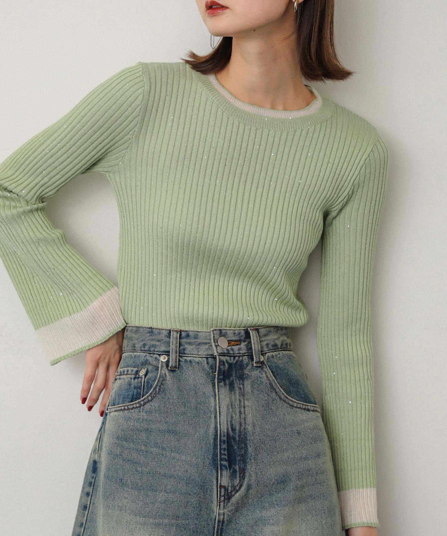 SENSE OF PLACE by URBAN RESEARCH「『洗濯可』スパンコールバイカラーコンパクトセーター」|ニット・セーター|