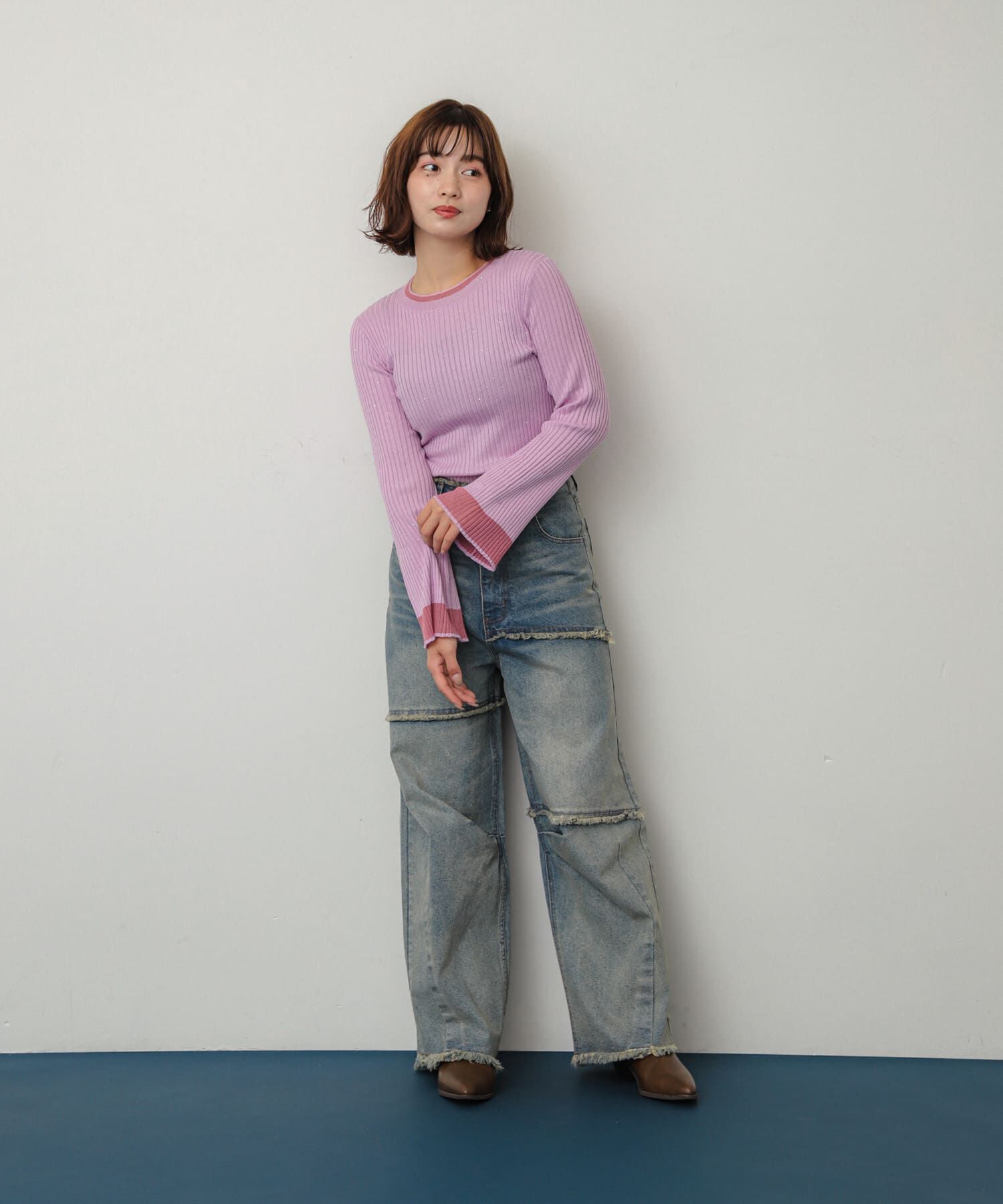 SENSE OF PLACE by URBAN RESEARCH「『洗濯可』スパンコールバイカラーコンパクトセーター」|ニット・セーター|