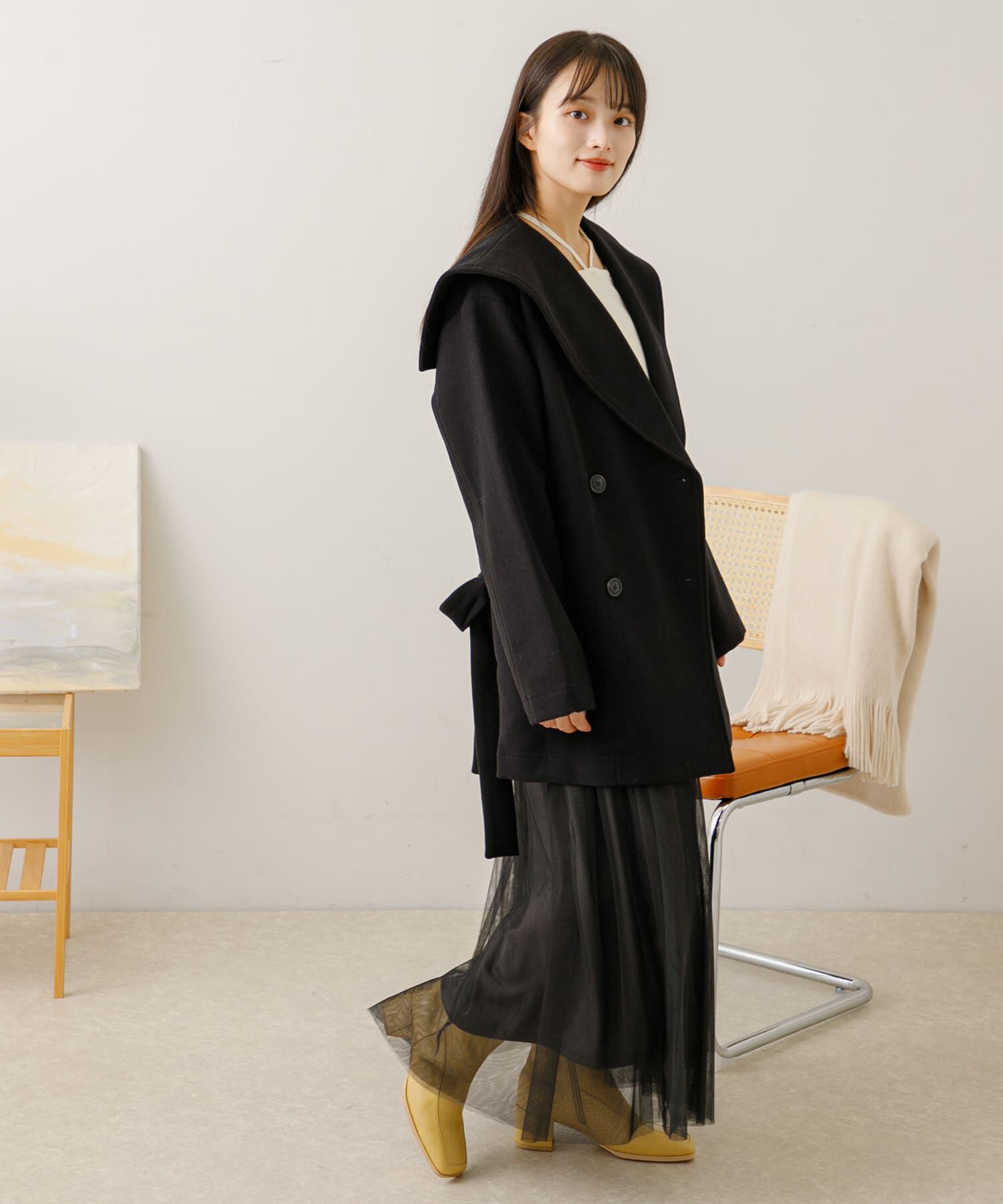 SENSE OF PLACE by URBAN RESEARCH「ビッグカラーミディコート」|ノーカラーコート|