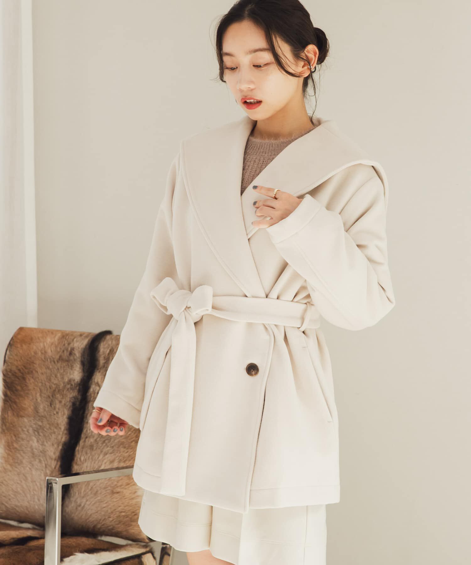 SENSE OF PLACE by URBAN RESEARCH「ビッグカラーミディコート」|ノーカラーコート|