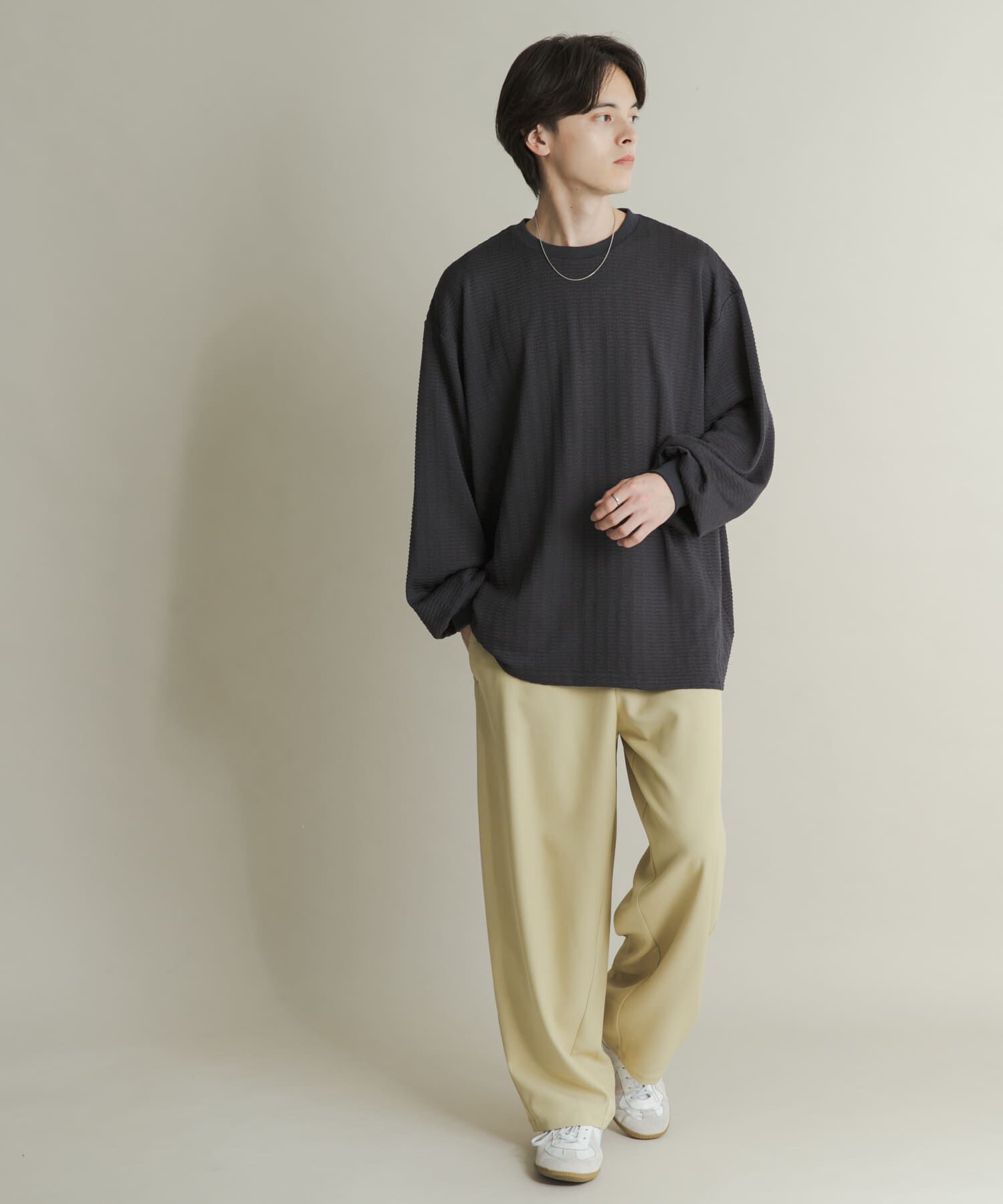 SENSE OF PLACE by URBAN RESEARCH「ライトワッフルクルーネックロングTシャツ」|Tシャツ・カットソー|